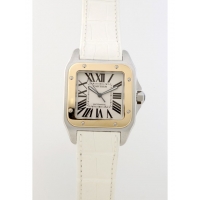 カルティエ Cartier サントス100 W20072X7 ＳＧ 白皮 ホワイト