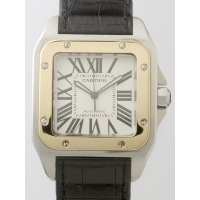 カルティエ Cartier サントス100 W20072X7 ＳＧ 黒皮 ホワイト
