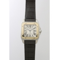 カルティエ Cartier サントス100 W20072X7 ＳＧ 黒皮 ホワイト