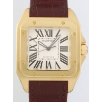 カルティエ Cartier サントス100 W20071Y1 ＹＧ 茶皮 ホワイト