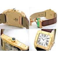 カルティエ Cartier サントス100 W20071Y1 ＹＧ 茶皮 ホワイト