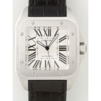 カルティエ Cartier サントス100 W20073X8 SS 黒皮 ホワイト