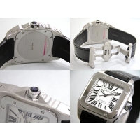 カルティエ Cartier サントス100 W20073X8 SS 黒皮 ホワイト