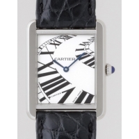 カルティエ Cartier タンクソロ W5200017 SS LM ブラック皮ベルト ホワイト インデックスアニメーション