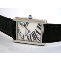 カルティエ Cartier タンクソロ W5200017 SS LM ブラック皮ベルト ホワイト インデックスアニメーション