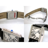 カルティエ Cartier タンクソロ W5200017 SS LM ブラック皮ベルト ホワイト インデックスアニメーション