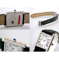 カルティエ Cartier タンクソロ W5200005 ＳS SＭ ブラック皮ベルト シルバー