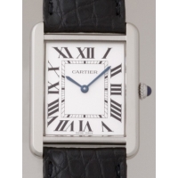 カルティエ Cartier タンクソロ W5200003 ＳS ＬＭ ブラック皮ベルト ホワイト