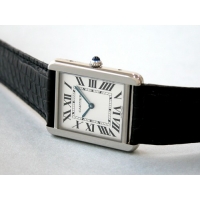 カルティエ Cartier タンクソロ W5200003 ＳS ＬＭ ブラック皮ベルト ホワイト