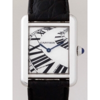 カルティエ Cartier タンクソロ W5200018 ブラック皮ベルト ホワイト インデックスアニメーション