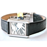 カルティエ Cartier タンクソロ W5200018 ブラック皮ベルト ホワイト インデックスアニメーション