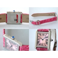 カルティエ Cartier タンクソロ W5200000 ＳS SＭ ピンク皮ベルト ピンク