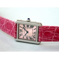 カルティエ Cartier タンクソロ W5200000 ＳS SＭ ピンク皮ベルト ピンク