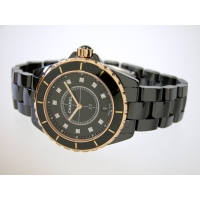 シャネルスーパーコピー j12 H2544 38mm ブラックセラミックブレス 11Ｐダイヤ ピンクゴールドコンビ ブラック