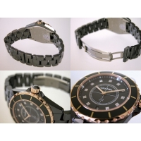 シャネルスーパーコピー j12 H2544 38mm ブラックセラミックブレス 11Ｐダイヤ ピンクゴールドコンビ ブラック
