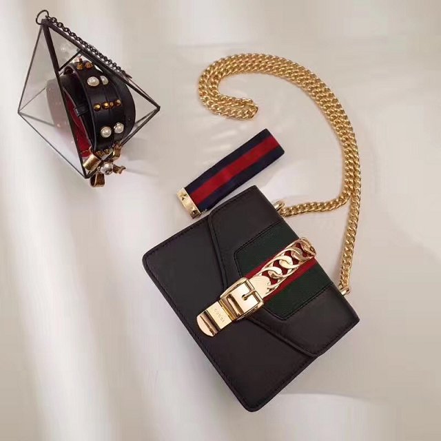 GUCCI スーパーコピー グッチ 〔シルヴィ〕 レザー ミニ チェーンバッグ 431666 CVLEG 8638
