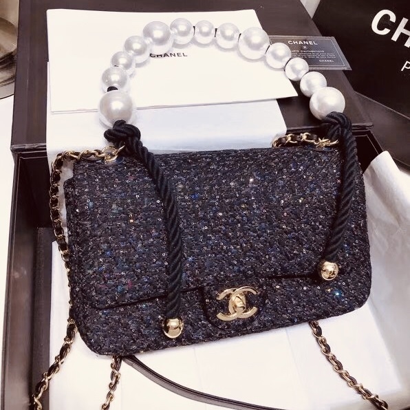 CHANEL スーパーコピー 19SS シャネル フラップ バッグ ツイードパール AS0594 B00527 MG145