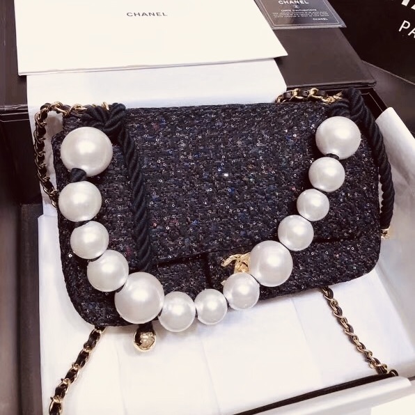 CHANEL スーパーコピー 19SS シャネル フラップ バッグ ツイードパール AS0594 B00527 MG145