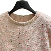 シャネル スーパーコピー 新作 CHANEL コットンツイードドレス コーラル＆ホワイト P61312 V46591 MG146