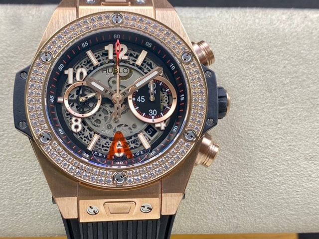 【HB工場出品】ウブロ スーパーコピー HUBLOT ビッグバン ウニコ キングゴールド ダイヤモンド 421.OX.1180.RX.1104 グレー 44mm