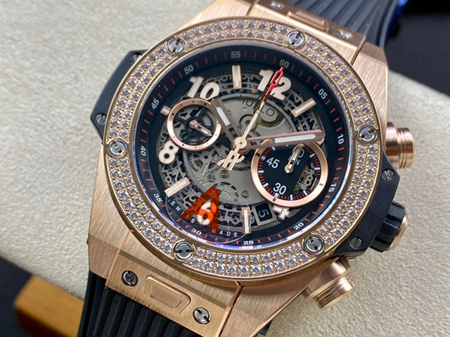 【HB工場出品】ウブロ スーパーコピー HUBLOT ビッグバン ウニコ キングゴールド ダイヤモンド 421.OX.1180.RX.1104 グレー 44mm