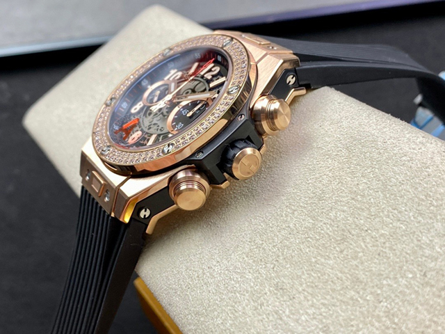 【HB工場出品】ウブロ スーパーコピー HUBLOT ビッグバン ウニコ キングゴールド ダイヤモンド 421.OX.1180.RX.1104 グレー 44mm