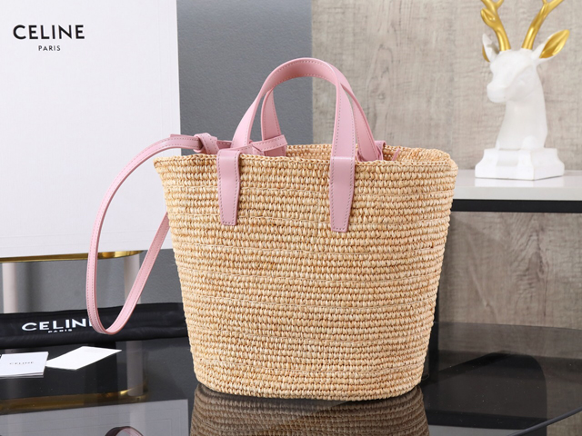 【CELINE】セリーヌ スーパーコピー ティーン サプル CELINE クラシック パニエ /ラフィア＆カーフスキン ショルダーバッグ（115802FF7.24PP）