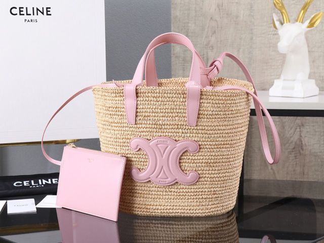 【CELINE】セリーヌ スーパーコピー ティーン サプル CELINE クラシック パニエ /ラフィア＆カーフスキン ショルダーバッグ（115802FF7.24PP）