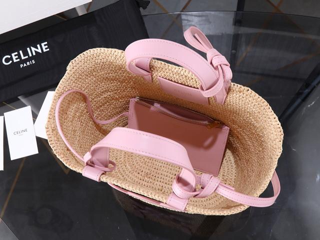 【CELINE】セリーヌ スーパーコピー ティーン サプル CELINE クラシック パニエ /ラフィア＆カーフスキン ショルダーバッグ（115802FF7.24PP）