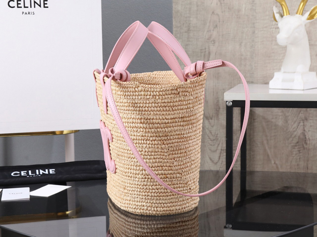 【CELINE】セリーヌ スーパーコピー ティーン サプル CELINE クラシック パニエ /ラフィア＆カーフスキン ショルダーバッグ（115802FF7.24PP）
