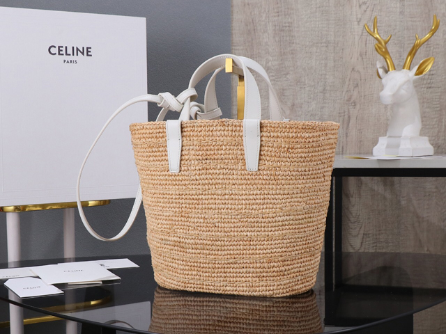 CELINE セリーヌ　クラシック パニエ ラフィア＆カーフスキン　かごバック CELINE】ティーン サプルCELINE クラシック パニエ / ラフィア