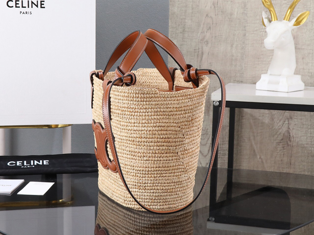 【CELINE】セリーヌ スーパーコピー ティーン サプル CELINE クラシック パニエ / ラフィア＆カーフスキン ショルダーバッグ（115802FF7.04LU）