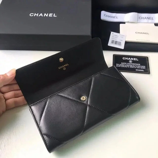 【CHANEL】シャネル 19 ロング フラップ ウォレット ブラック スーパーコピー（AP0955 B04852 94305）