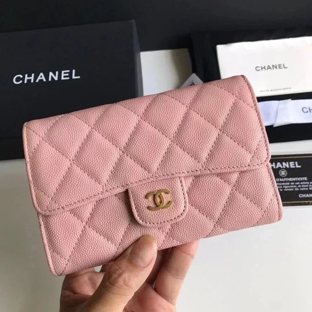 【CHANEL】シャネル 三つ折り ミディアムサイズ 中財布 （ピンク）スーパーコピー（A84341）
