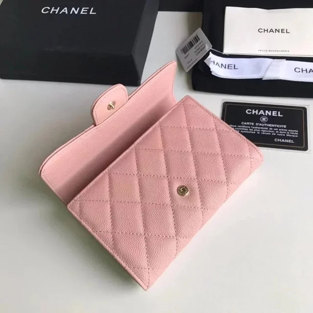 【CHANEL】シャネル 三つ折り ミディアムサイズ 中財布 （ピンク）スーパーコピー（A84341）