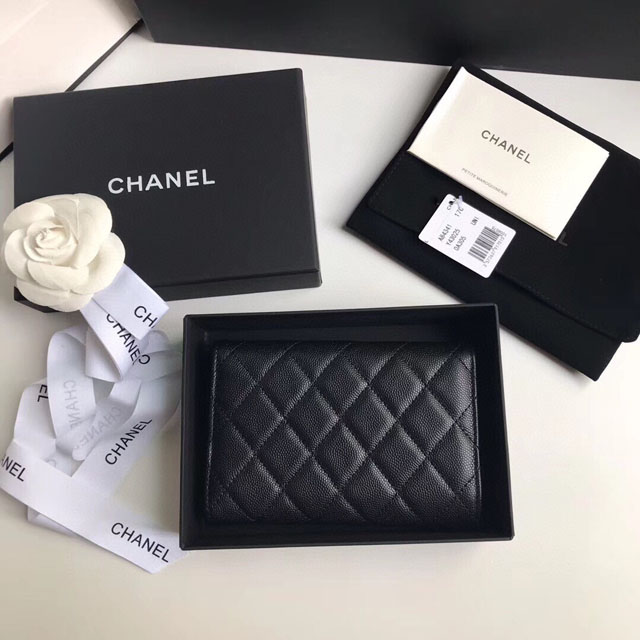 【CHANEL】シャネル 三つ折りコンパクトミニ財布 ブラック スーパーコピー（A84341）