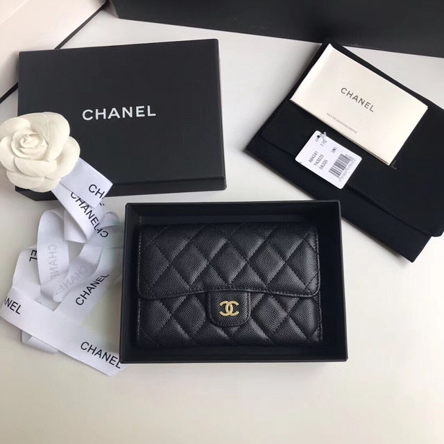 【CHANEL】シャネル 三つ折りコンパクトミニ財布 ブラック スーパーコピー（A84341）