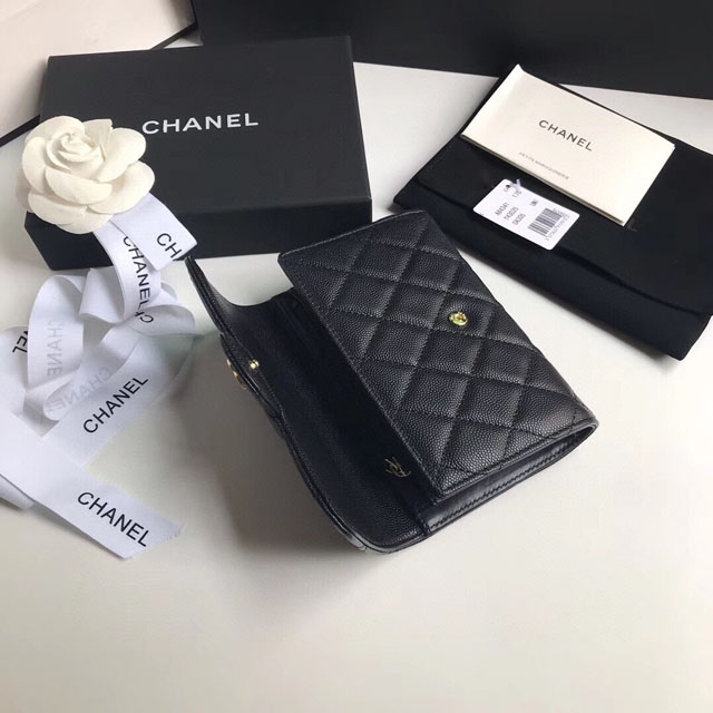 【CHANEL】シャネル 三つ折りコンパクトミニ財布 ブラック スーパーコピー（A84341）