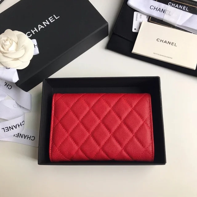 【CHANEL】シャネル 三つ折り ミディアムサイズ 中財布 （ルージュ ）スーパーコピー（A84341）