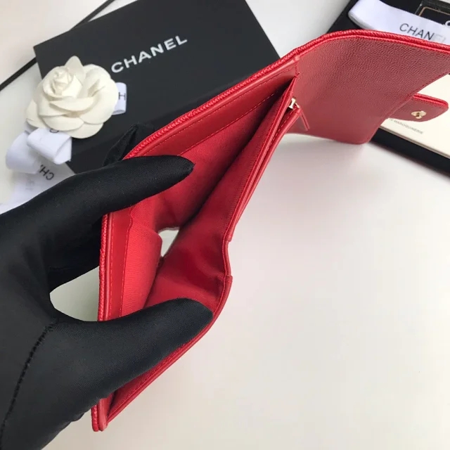 【CHANEL】シャネル 三つ折り ミディアムサイズ 中財布 （ルージュ ）スーパーコピー（A84341）