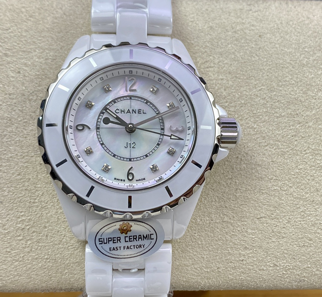 【CHANEL】シャネル スーパーコピー CHANEL J12 H2422 ホワイトセラミック MOP/8Pダイヤ 33MM 【EAST工場出品】
