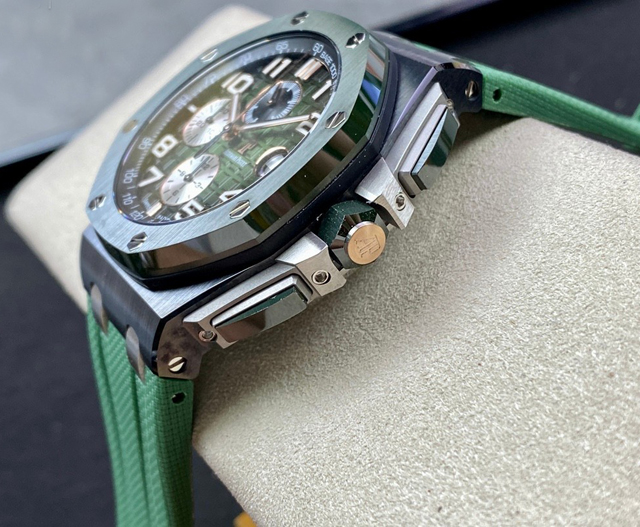 【AUDEMARS PIGUET】オーデマ・ピゲ スーパーコピー ロイヤル オーク オフショア クロノグラフ スモークグリーン パンダプレート 44MM 26405CE.OO.A056CA.01【APF工場出品】
