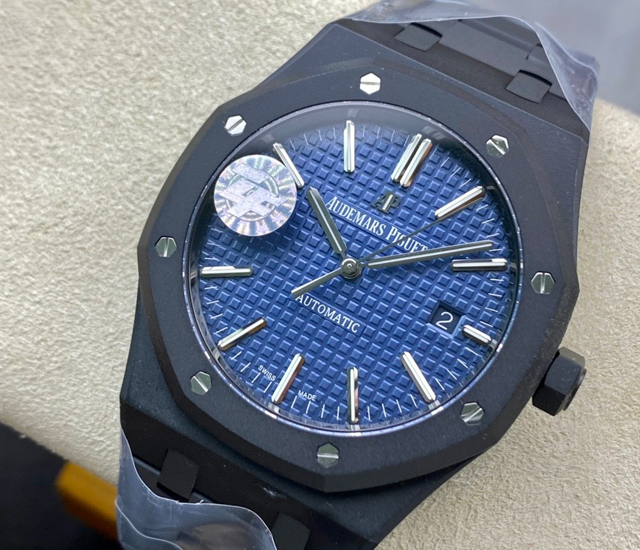 【AUDEMARS PIGUET】オーデマ・ピゲ スーパーコピー ロイヤルオーク DLC ネイビーブルー 41MM 15400【ZF工場出品】