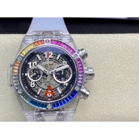 【HB工場出品】ウブロ スーパーコピー HUBLOT ビッグバン 透明な時計 ポルトチェルボ ベゼルダイヤ レインボー 441.JX.4802.RT.4099 42MM