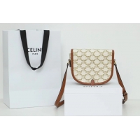 【CELINE】セリーヌ スーパーコピー トリオンフ キャンバス ミディアム フォルコ バッグ ホワイト（191502BZJ.01BC）
