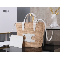 【CELINE】セリーヌ スーパーコピー ティーン サプル CELINE クラシック パニエ /ラフィア＆カーフスキン ショルダーバッグ（115802FF7.98BB）