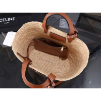 【CELINE】セリーヌ スーパーコピー ティーン サプル CELINE クラシック パニエ / ラフィア＆カーフスキン ショルダーバッグ（115802FF7.04LU）