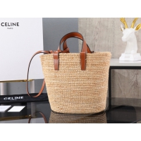【CELINE】セリーヌ スーパーコピー ティーン サプル CELINE クラシック パニエ / ラフィア＆カーフスキン ショルダーバッグ（115802FF7.04LU）