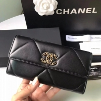 【CHANEL】シャネル 19 ロング フラップ ウォレット ブラック スーパーコピー（AP0955 B04852 94305）