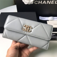【CHANEL】シャネル 19 ロング フラップ ウォレット グレー スーパーコピー（AP0955）